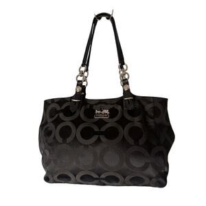 Coach Poppy F13753‎ Black Signature C Sateen Tote Bag Purple Y2K Designer Purse